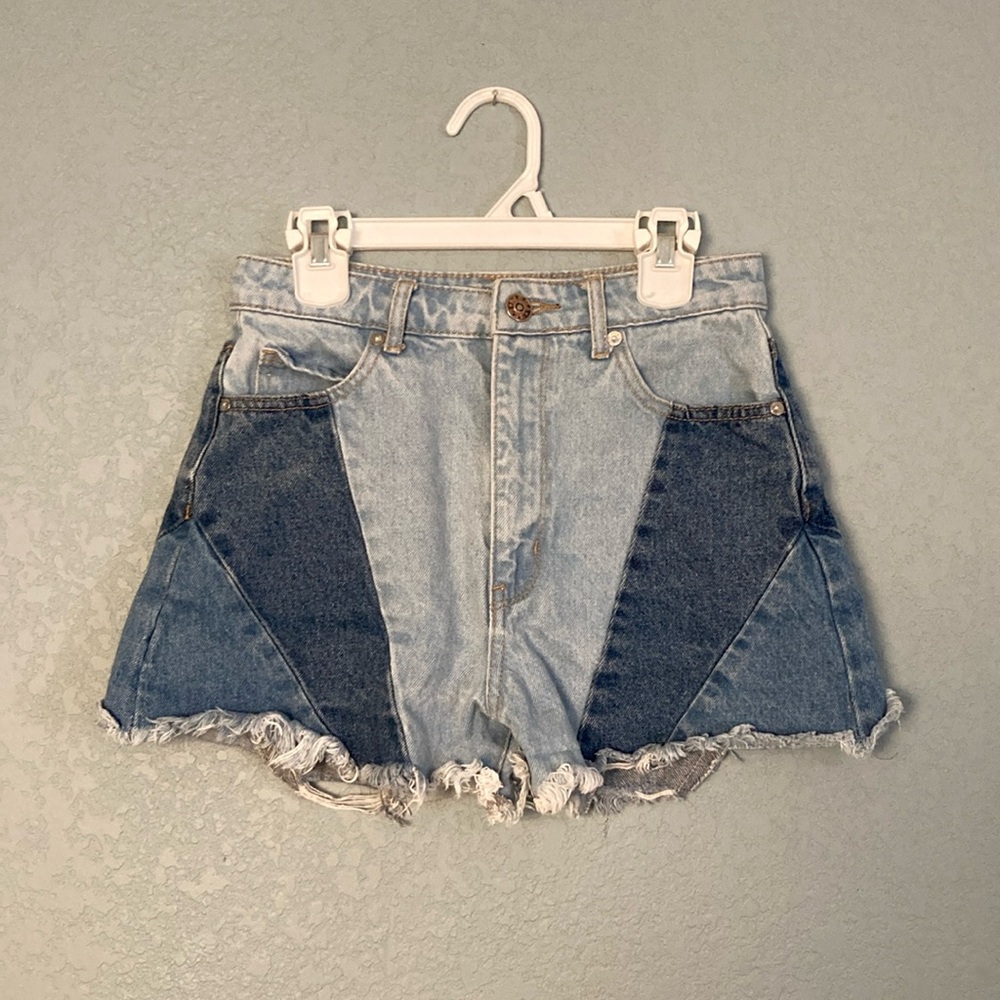 Gemma Rae Tricolor Short Shorts ~ Size 1/25 ~ Tricolor Denim